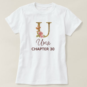 Buchstabe U Gold Monogramm Blush Rosa Rosen Geburt T-Shirt