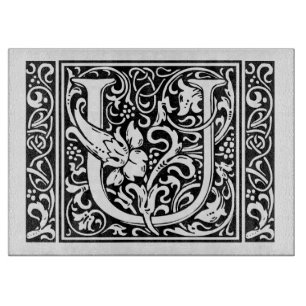 Buchstabe U Mittelalterliche Monogramm-Kunst Art N Schneidebrett