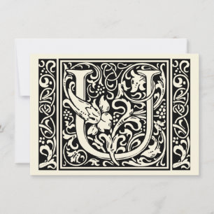 Buchstabe U Mittelalterliche Monogramm-Kunst im Ju Einladung