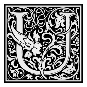Buchstabe U Mittelalterliche Monogramm-Kunst im Ju Poster
