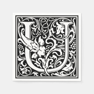 Buchstabe U Mittelalterliche Monogramm-Kunst im Ju Serviette