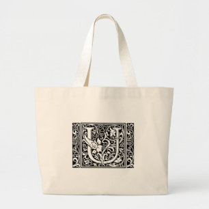 Buchstabe U Mittelalterliches Monogramm Vintage In Jumbo Stoffbeutel