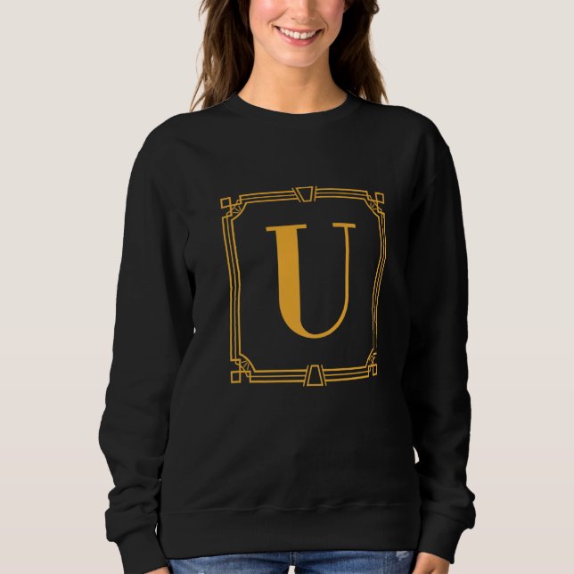 Buchstabe U Monogramm Alphabet U Anfangs Geometris Sweatshirt (Vorderseite)
