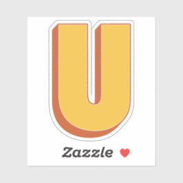 Buchstabe U-Monogramm, fette 3D-Typ-Schrift Initia Aufkleber