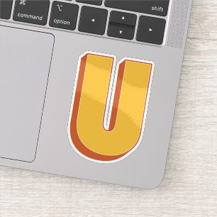 Buchstabe U-Monogramm, fette 3D-Typ-Schrift Initia Aufkleber