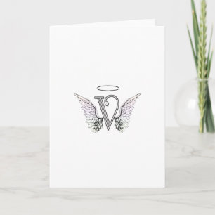 Buchstabe V Anfangsmonogramm mit Angel Wings & Hal