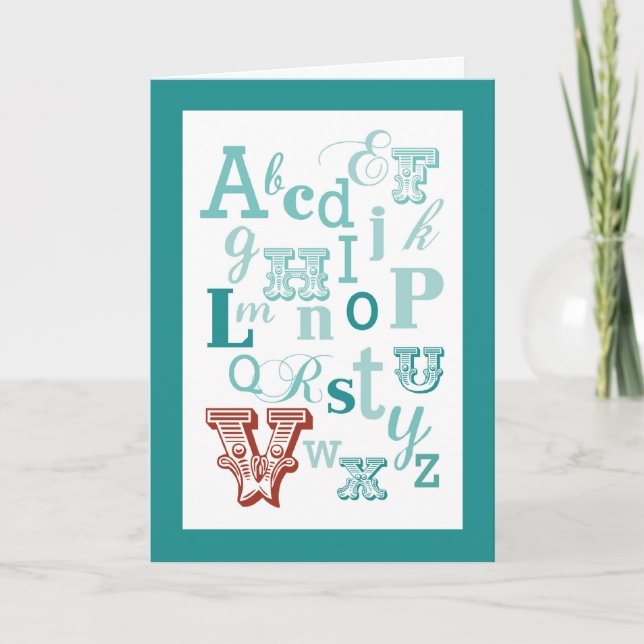 Buchstabe V Anfangsname Alphabet Geburtstag Aquama Karte (Vorderseite)