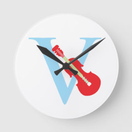 Buchstabe V Anfangszeit Runde Wanduhr