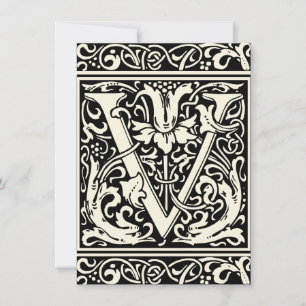 Buchstabe V Mittelalterliche Monogramm-Kunst Art N Einladung