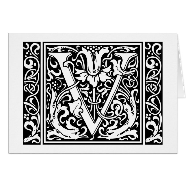 Buchstabe V Mittelalterliches Monogramm Jugendstil (Vorderseite (Horizontal))