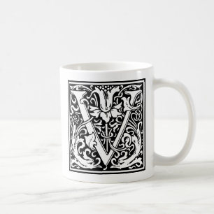 Buchstabe V Mittelalterliches Monogramm Jugendstil Kaffeetasse