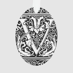 Buchstabe V Mittelalterliches Monogramm Jugendstil Ornament