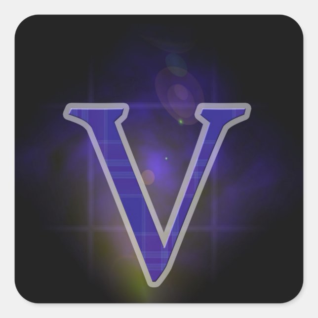 Buchstabe V Quadratischer Aufkleber (Vorderseite)