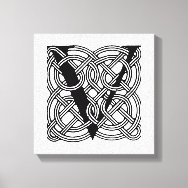 Buchstabe V Vintage Knotentonografie Leinwanddruck (Vorderseite)