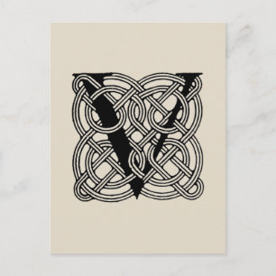 Buchstabe V Vintage Knotentonografie Postkarte