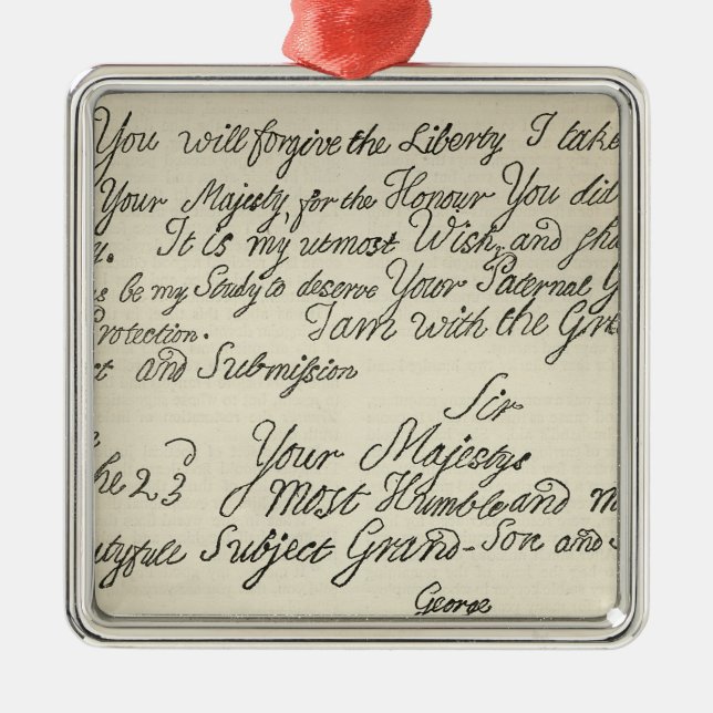 Buchstabe von George III zu seinem Großvater Silbernes Ornament (Vorne)