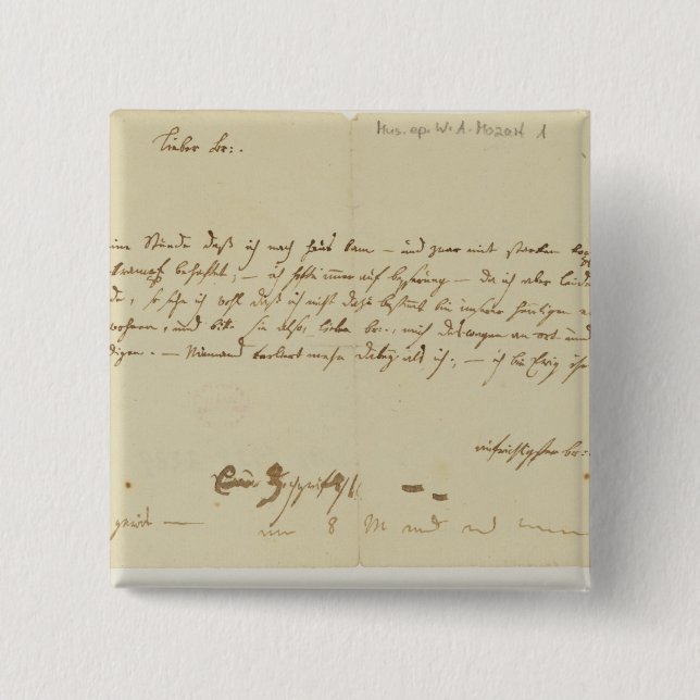 Buchstabe von Mozart zu einem Freimaurer, im Button (Vorderseite)
