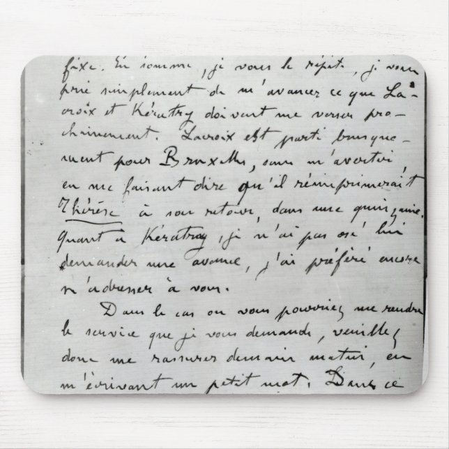 Buchstabe von Zola zu Edouard Manet 1868 Mousepad (Vorne)