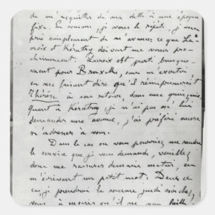 Buchstabe von Zola zu Edouard Manet 1868 Quadratischer Aufkleber