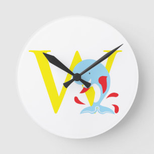 Buchstabe W Anfangszeit Runde Wanduhr