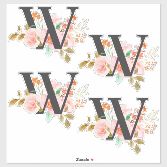Buchstabe W Aufkleber (Blatt)