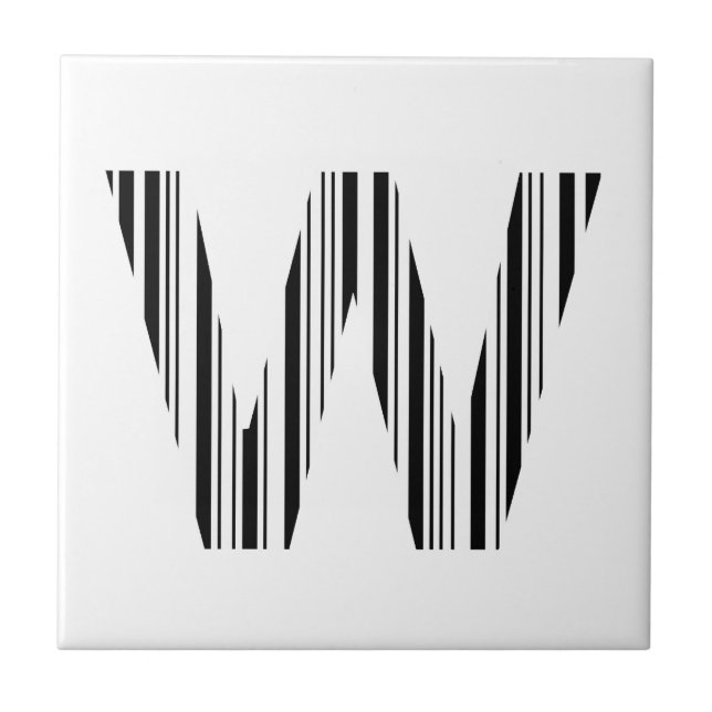 BUCHSTABE W BAR CODE Erstes Anfangsbarcode-Muster Fliese (Vorderseite)