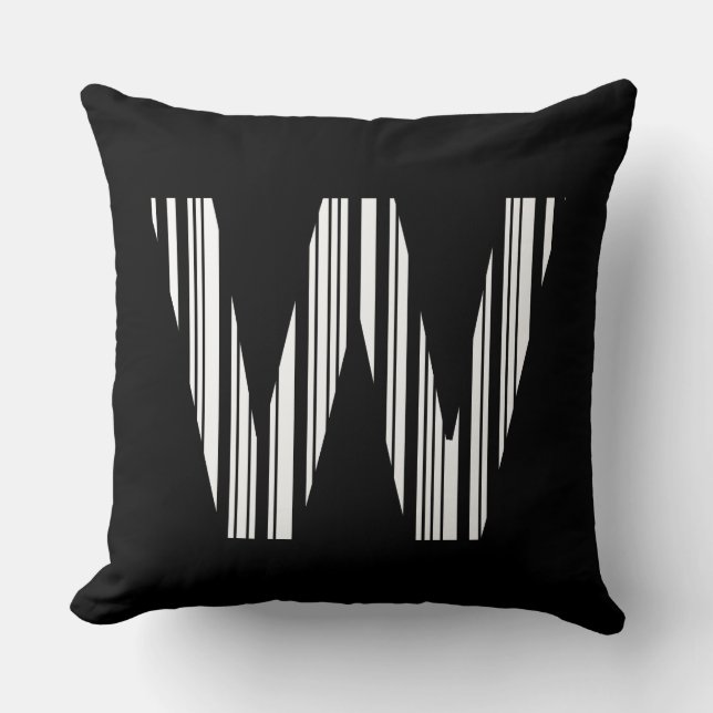 BUCHSTABE W BAR CODE Erstes Initial Barcode-Muster Kissen (Vorderseite)