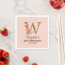 Buchstabe W Gold Monogramm Rosarote Rosen