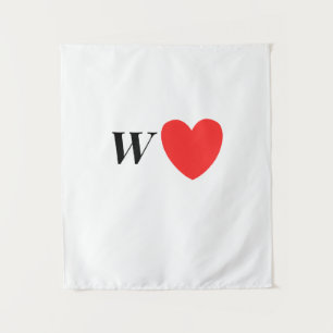 Buchstabe W Herz - Valentinstag Anfangsbuchstabe L Wandteppich