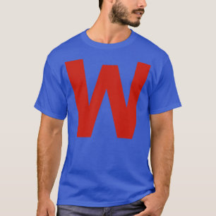 Buchstabe w in der minimalen Typografie des roten  T-Shirt