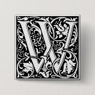 Buchstabe W Mittelalterliches Monogramm Vintage In Button