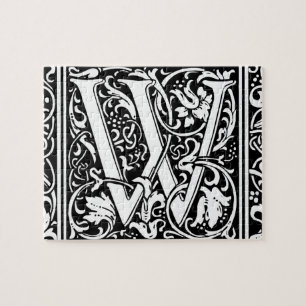 Buchstabe W Mittelalterliches Monogramm Vintage In Puzzle