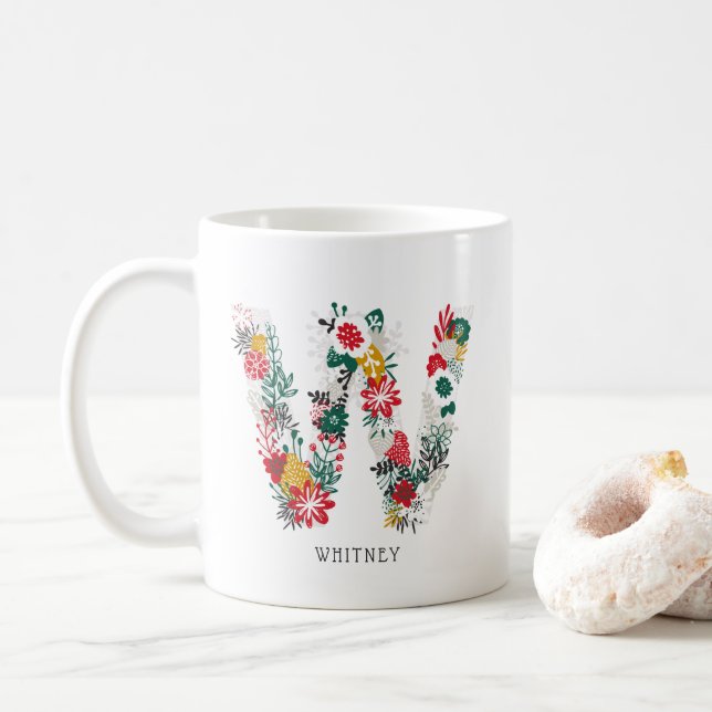 Buchstabe W | Monogramm-I-Tasse für den Blasenbrie Tasse (Mit Donut)