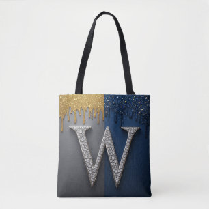 Buchstabe W Monogramm mit Diamanten Perlen