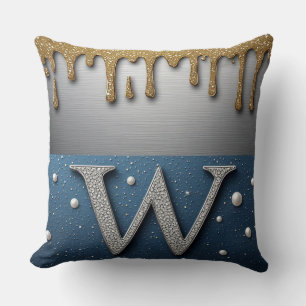 Buchstabe W Monogramm mit Diamanten Perlen Kissen