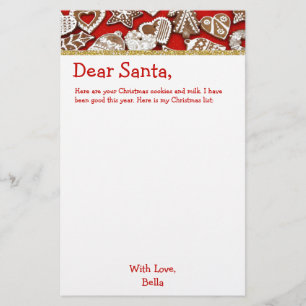 Buchstabe Weihnachtsliste zur Sankt-Lebkuchen- Briefpapier