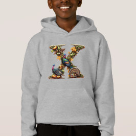 Buchstabe X im Thanksgiving-Truthahn-Stil Hoodie