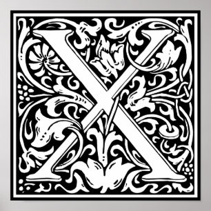 Buchstabe X Mittelalterliche Monogramm-Kunst Art N Poster
