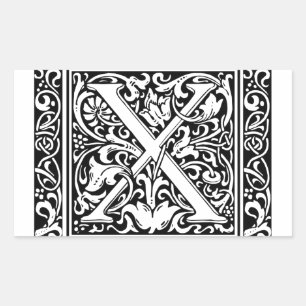 Buchstabe X Mittelalterliche Monogramm-Kunst Art N Rechteckiger Aufkleber