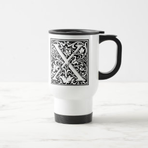 Buchstabe X Mittelalterliche Monogramm-Kunst Art N Reisebecher