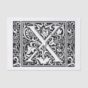 Buchstabe X Mittelalterliche Monogramm-Kunst Art N Seidenpapier