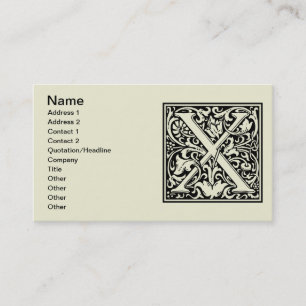Buchstabe X Mittelalterliche Monogramm-Kunst Art N Visitenkarte