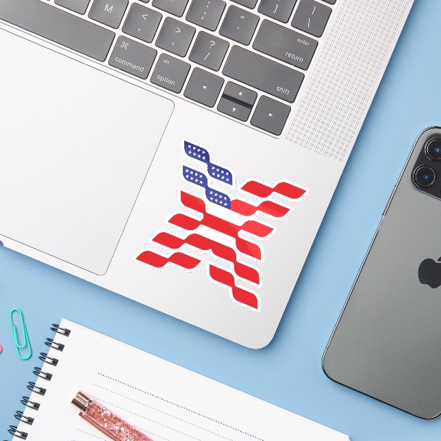 Buchstabe X Monogramm USA-Flagge Aufkleber (Laptop mit iPhone)