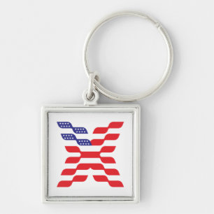 Buchstabe X Monogramm USA-Flagge Schlüsselanhänger
