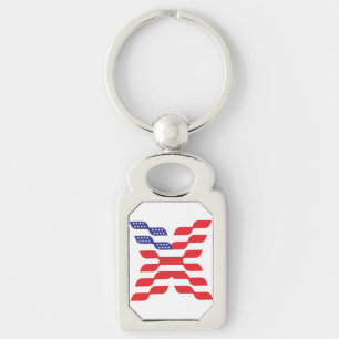 Buchstabe X Monogramm USA-Flagge Schlüsselanhänger
