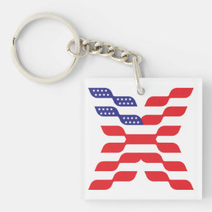 Buchstabe X Monogramm USA-Flagge Schlüsselanhänger