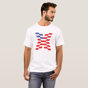 Buchstabe X Monogramm USA-Flagge T-Shirt