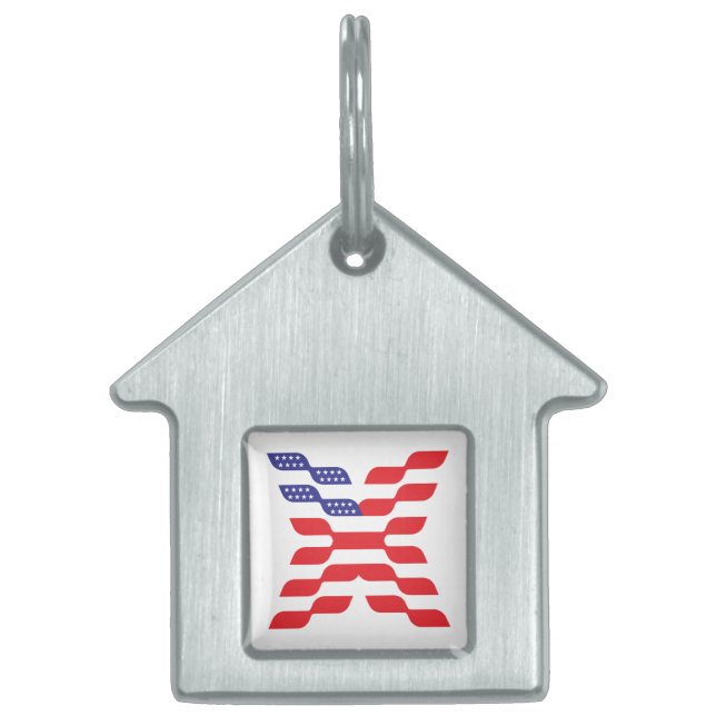 Buchstabe X Monogramm USA-Flagge Tiermarke (Vorderseite)