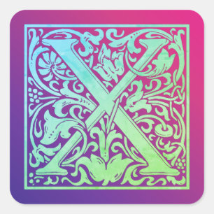 Buchstabe X Vintager Buchstabe Quadratischer Aufkleber