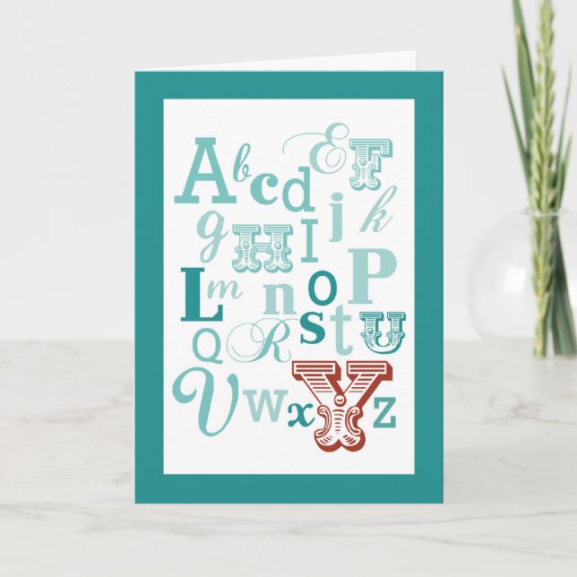 Buchstabe Y Anfangsname Alphabet Geburtstag Aquama Karte (Vorderseite)